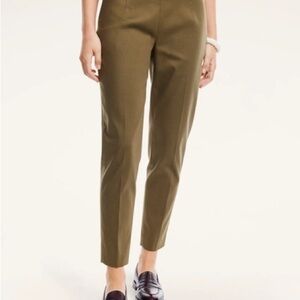 Brooks Brothers Olive Stretch Cotton Side-Zip Slim Ankle Pants